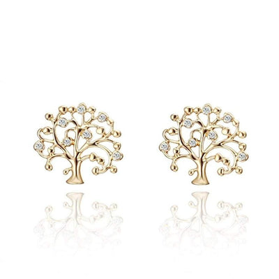 Boucles d’Oreilles Arbre de Vie Zirconium Or