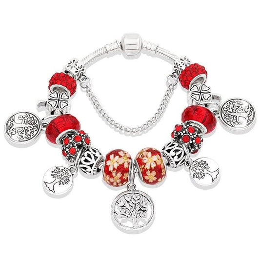 Bracelet Arbre de Vie Fantaisie Rouge