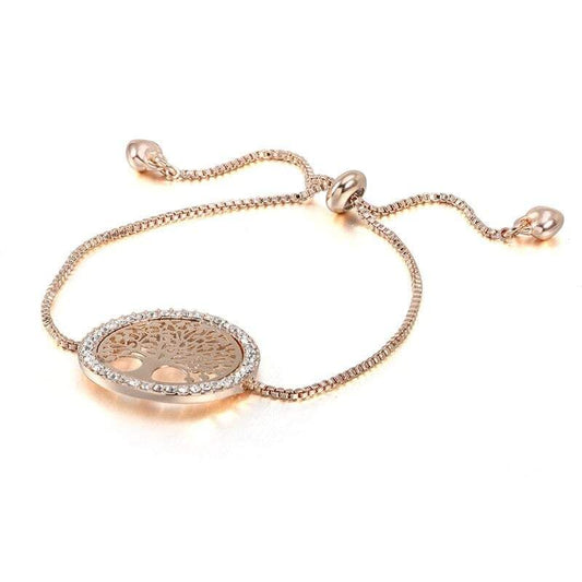 Bracelet Arbre de Vie plaque Or Rose