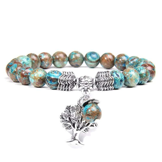 Bracelet Cyanite Brésilienne et arbre de vie
