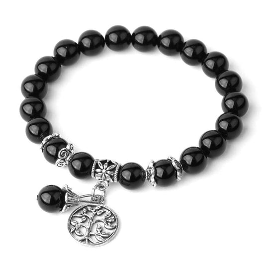 Bracelet Arbre de Vie pierre Agate Noire