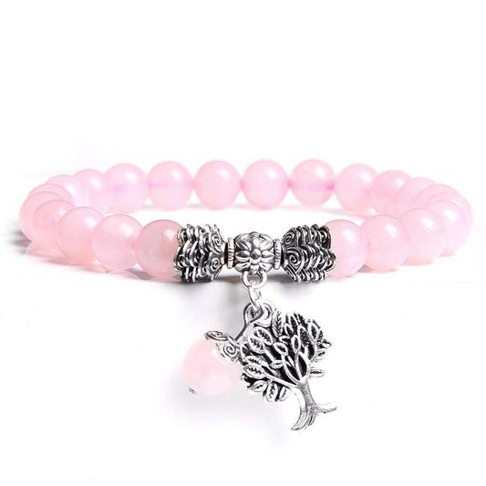 Bracelet Quartz Rose Arbre de Vie