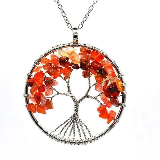 Collier Arbre de Vie Agate Rouge