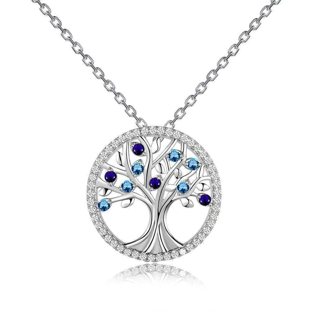 Collier Arbre de Vie Diamant Bleu