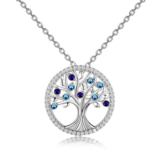 Collier Arbre de Vie Diamant Bleu