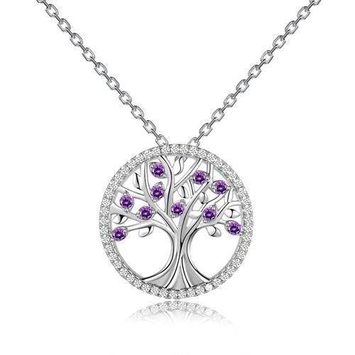 Collier Arbre de Vie Diamant Violet
