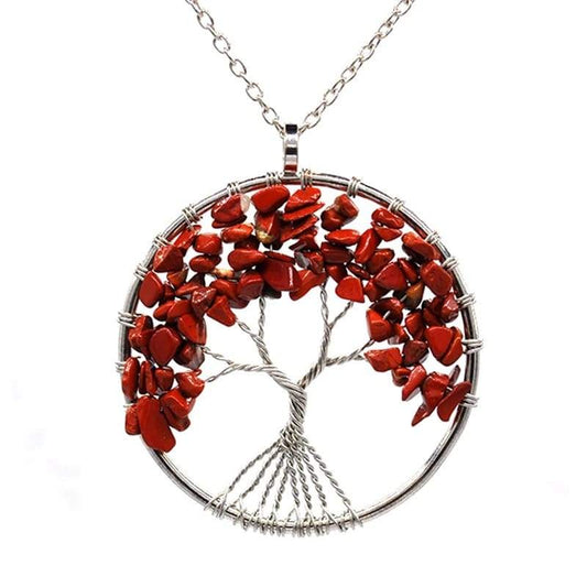 Collier Arbre de Vie Pierre Rouge