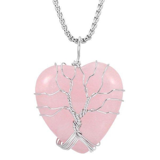 Collier Arbre de Vie Quartz Rose