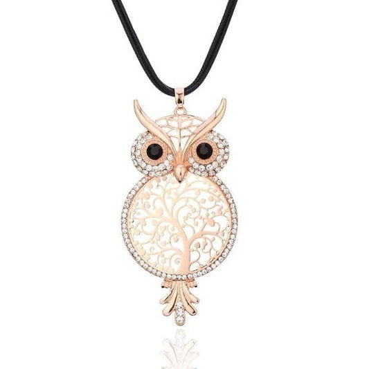 Collier Chouette Or Rose