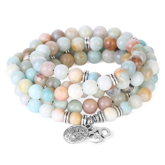 Bracelet Mala de protection 108 Perles Amazonite