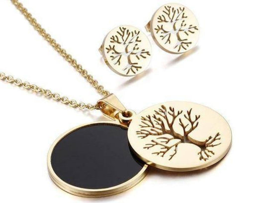 Collier Arbre de Vie Or + Boucles d'Oreilles offertes