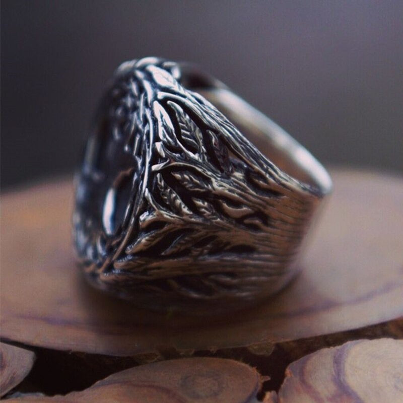 Bague Arbre de Vie Yggdrasil Viking en acier inoxydable