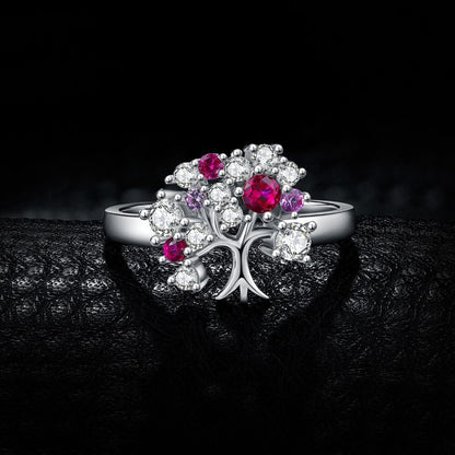 Bague Arbre de Vie diamant rose en argent Sterling 925