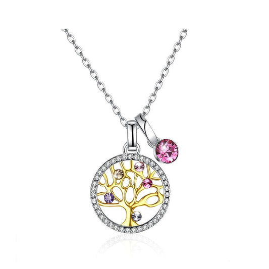 Collier Arbre de Vie Or Diamant Argent Sterling 925