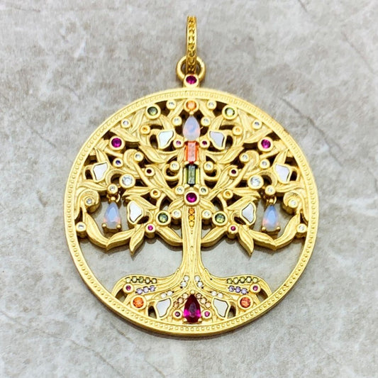 Pendentif Arbre de Vie or et oxydes de zirconium  