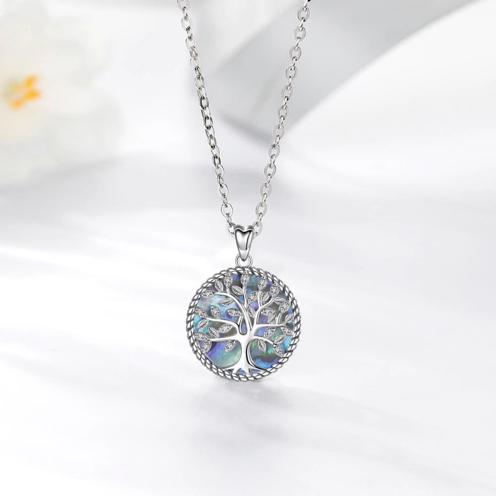 collier Arbre de Vie Nacre Bleue