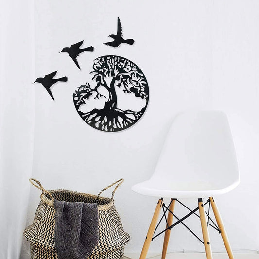 Déco Arbre de Vie Métal avec Oiseaux